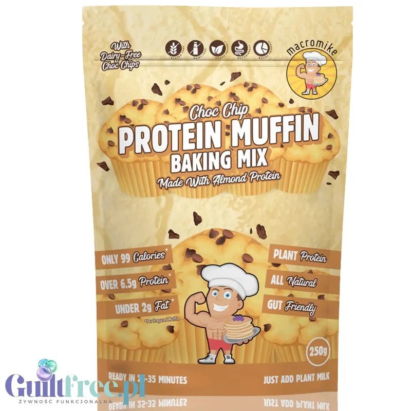 Macro Mike Protein Muffin Baking Mix, Brown Sugar Choc Chip - mieszanka na wegańskie babeczki proteinowe