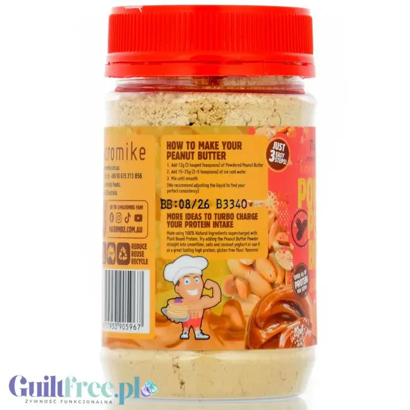 Macro Mike Peanut Powder Salted Caramel - wegańskie proteinowe masło orzechowe w proszku 46g białka