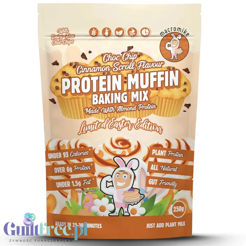 Macro Mike Choc Chip Cinnamon Scroll Protein Muffin Baking Mix - mieszanka do przygotowania wegańskich proteinowych bułeczek
