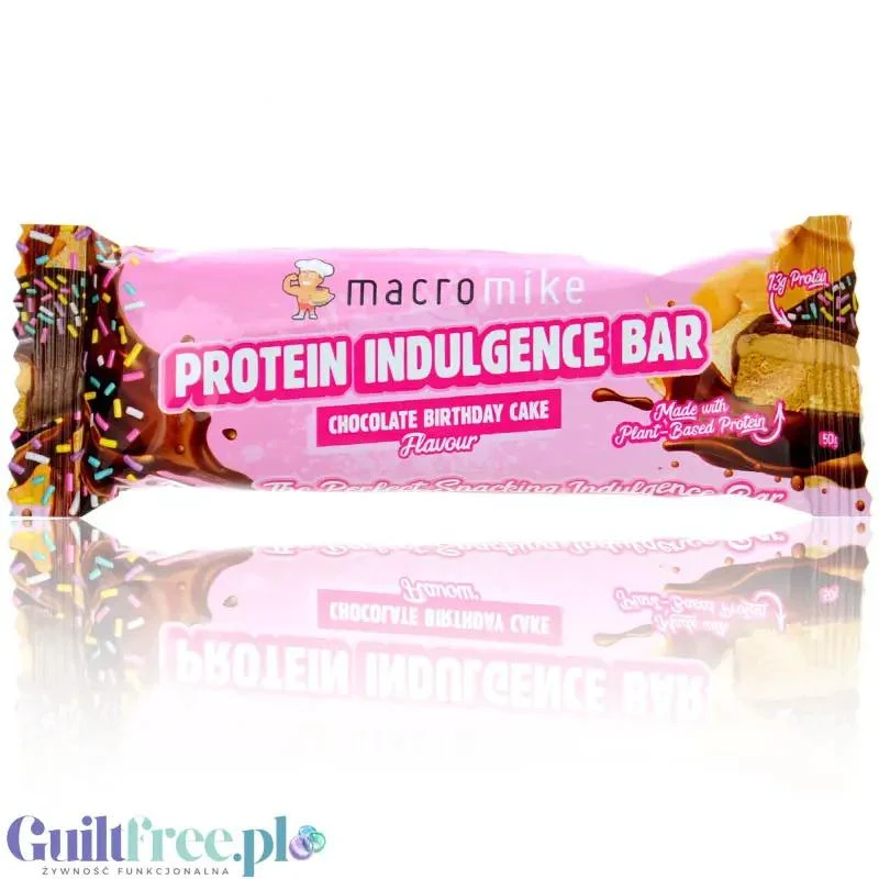 Macro Mike Chocolate Birthday Cake Protein Indulgence - wegański baton białkowy 13g białka