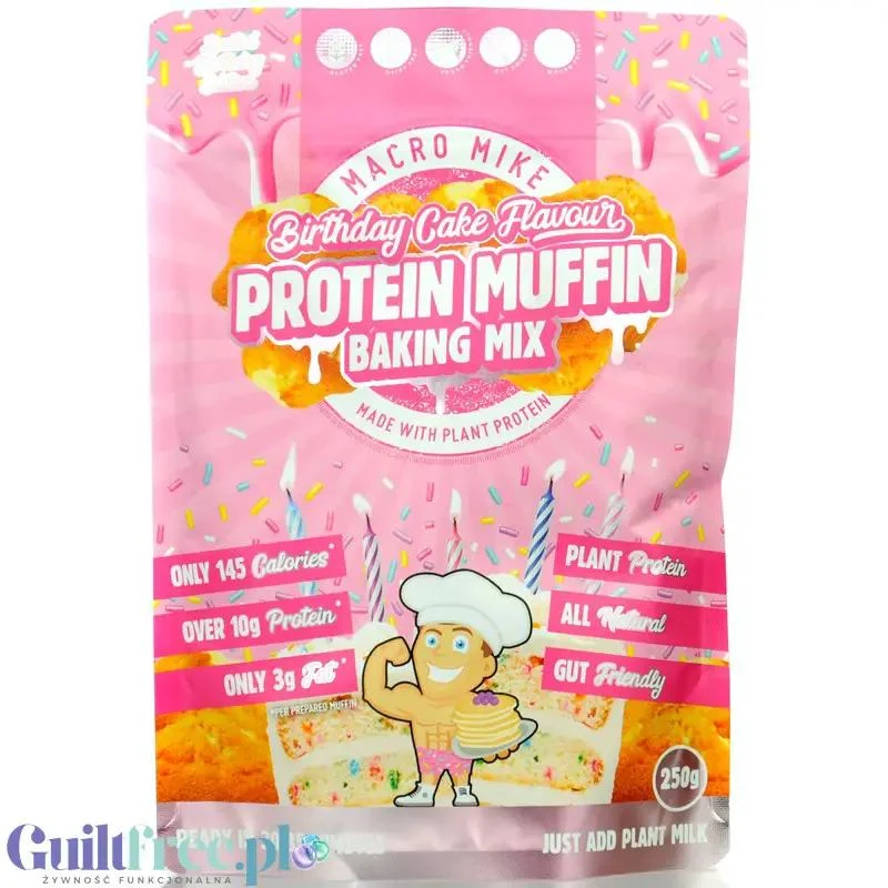 Macro Mike Protein Muffin Baking Mix, Birthday Cake - mieszanka do przygotowania proteinowych babeczek