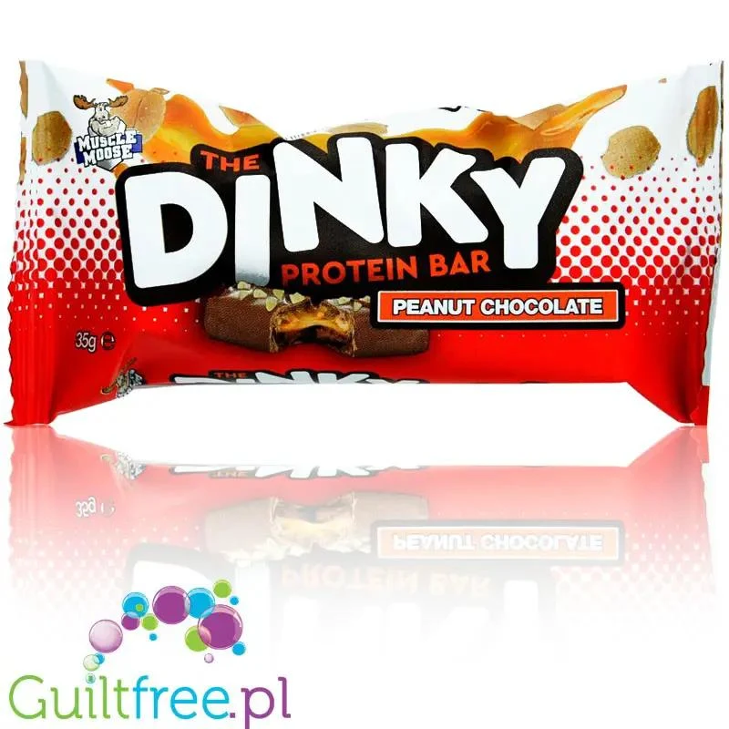 Muscle Moose Dinky Bar Peanut Chocolate 129kcal & 10g białka, batonik proteinowy w czekoladzie