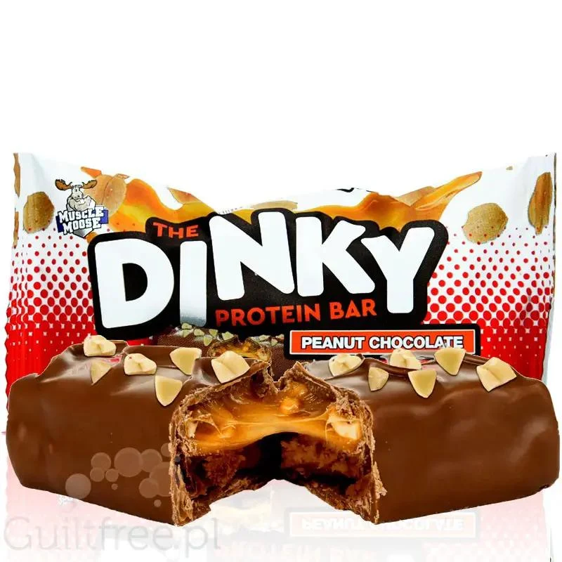Muscle Moose Dinky Bar Peanut Chocolate 129kcal & 10g białka, batonik proteinowy w czekoladzie