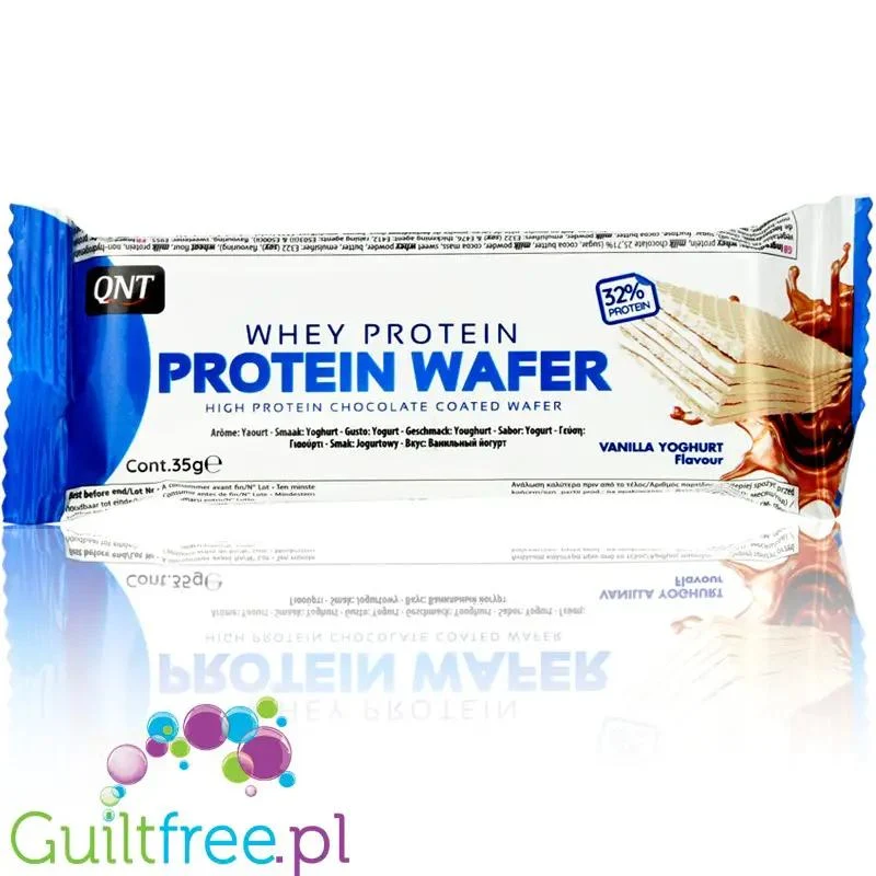 QNT Protein Wafer Vanilla Yoghurt - waniliowy wafelek proteinowy w polewie 32% białka