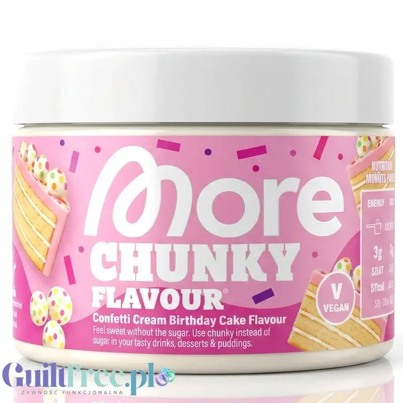More Nutrition Chunky Flavor Confetti Cream Birthday Cake 150g, aromat w proszku 10kcal, smak Tort z Kremem