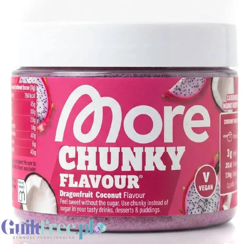 More Nutrition Chunky Flavor Dragonfruit Coconut 150g - wegański aromat w proszku kokosowy ze smoczym owocem, mocny kolor