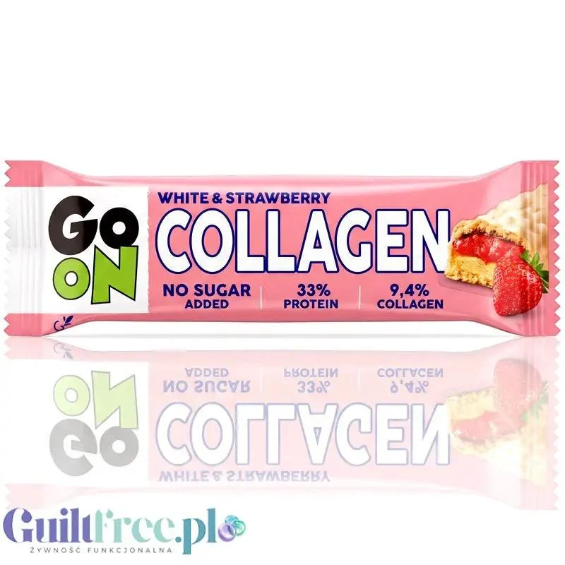 Sante Collagen White & Strawberry, Protein 33% - baton wysokobiałkowy z kolagenem GO ON 198kcal