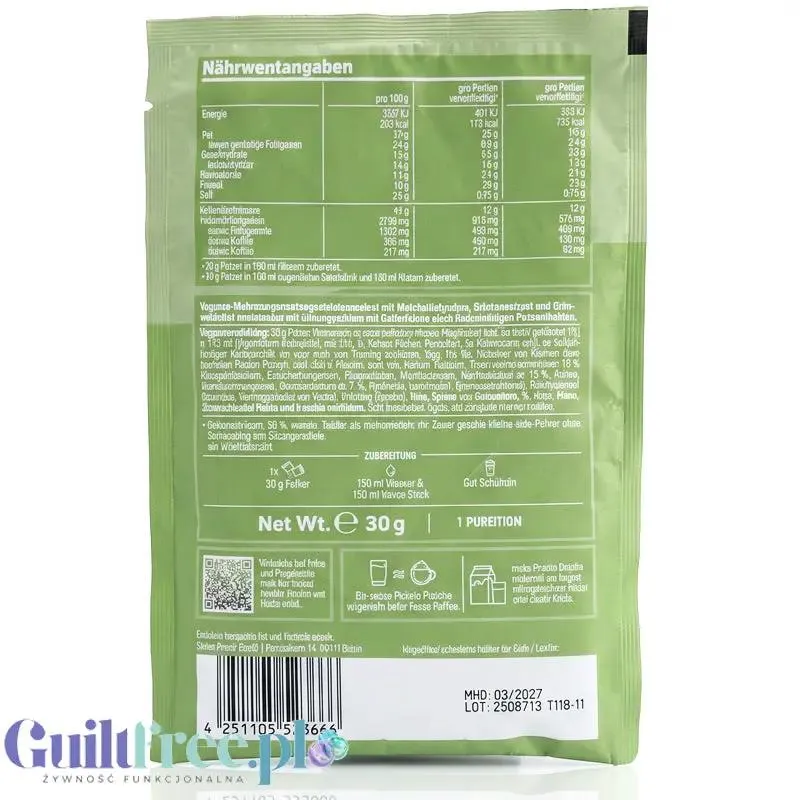 Rocka Nutrition Protein Matcha Latte 30g - wegańska odżywka proteinowa 65mg kofeiny, z matcha i zieloną herbatą