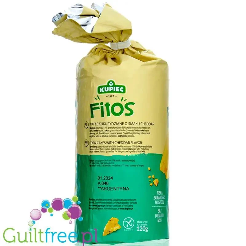 Kupiec Fitos Cheddar - serowe wafle kukurydziane 30kcal