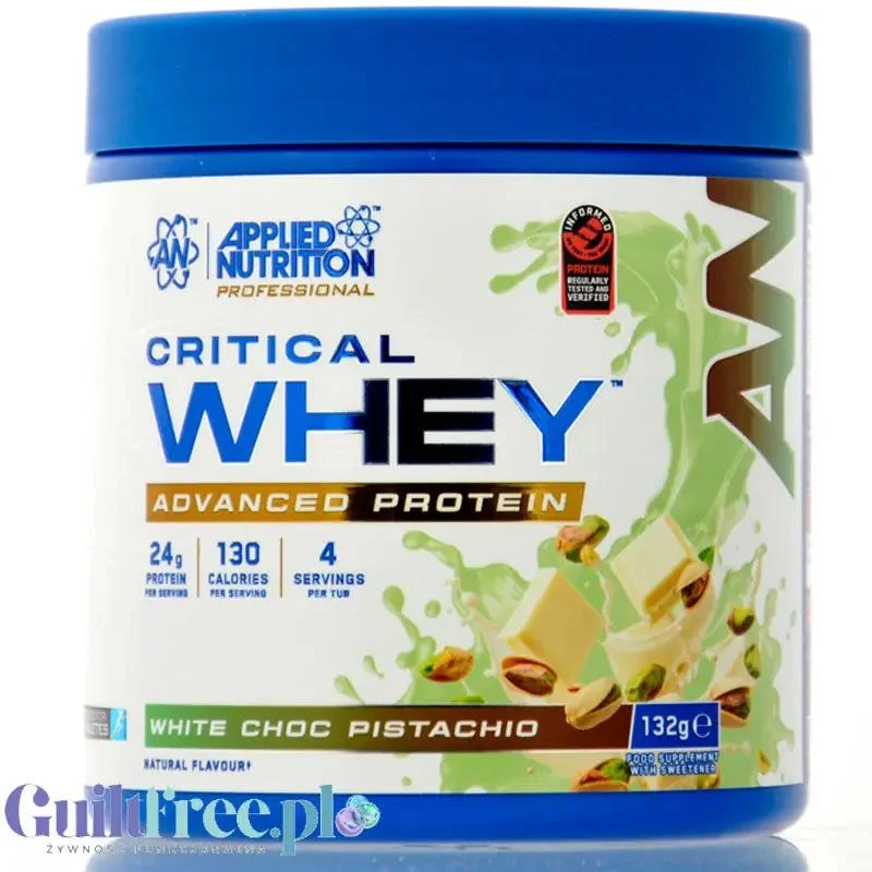 Applied Critical Whey Advanced Protein White Choc Pistachio 132g - odżywka białkowa z WPI, WPH i WPC, 21g białka & 110kcal