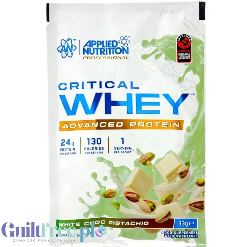 Applied Nutrition Critical Whey Advanced Protein White Choc Pistachio - odżywka białkowa z WPI, WPH i WPC, saszetka 33g