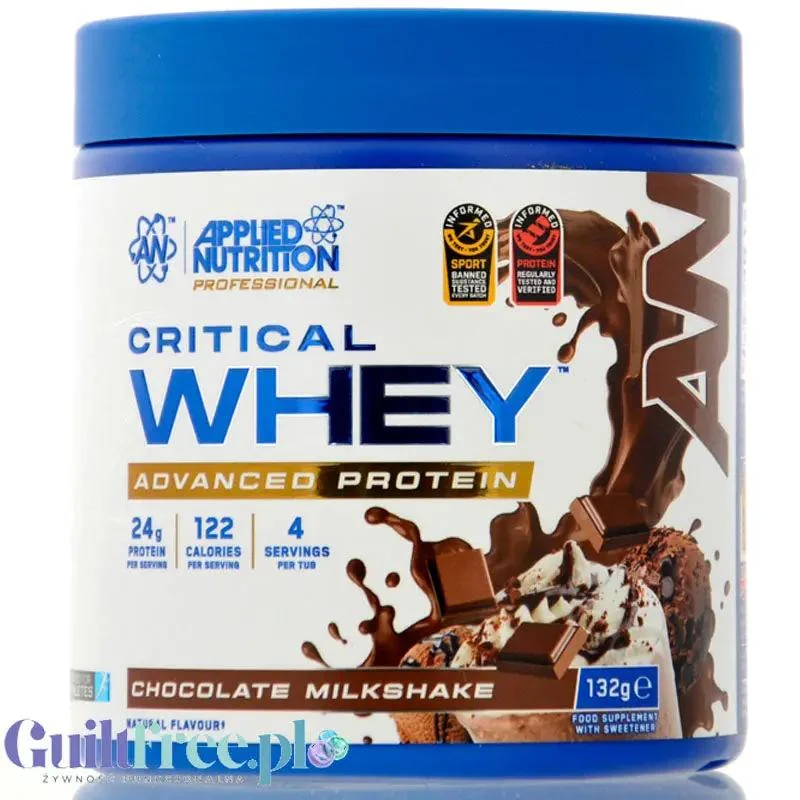 Applied Critical Whey Advanced Protein Chocolate Milkshake 132g - odżywka białkowa o smaku czekoladowym z WPI, WPH i WPC