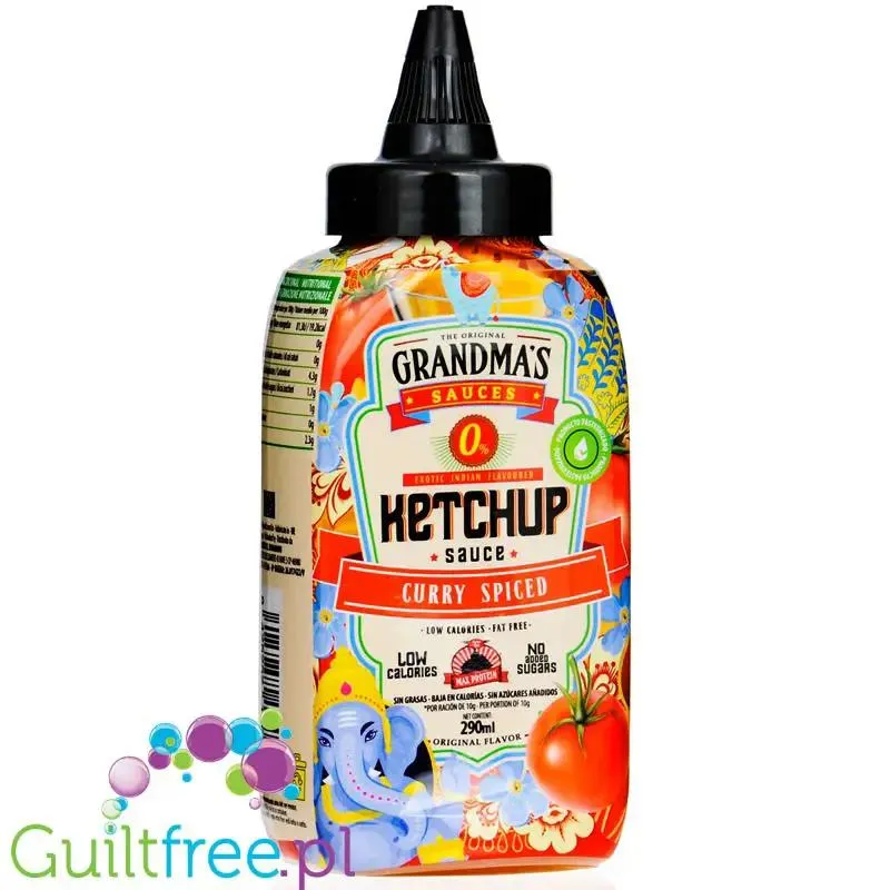 Max Protein Grandma's Ketchup Sauce Curry Spiced - pikantny ketchup curry z przyprawami tylko 19kcal