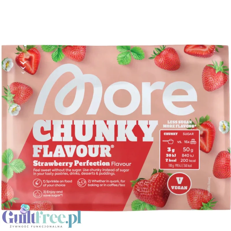 More Nutrition Chunky Flavor Strawberry Perfection 30g saszetka - wegański aromat w proszku, smak Truskawkowy