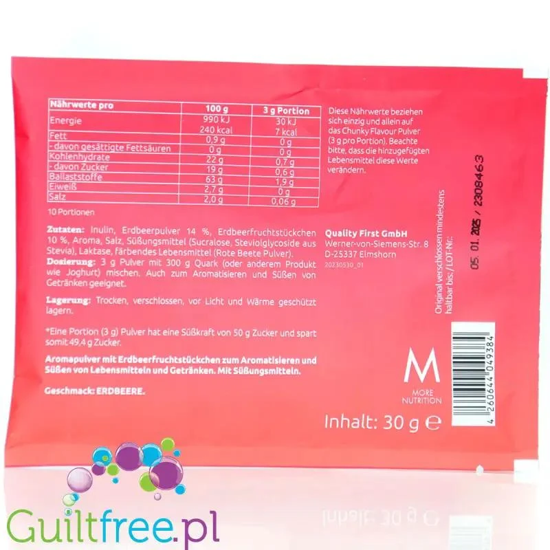 More Nutrition Chunky Flavor Strawberry Perfection 30g saszetka - wegański aromat w proszku, smak Truskawkowy