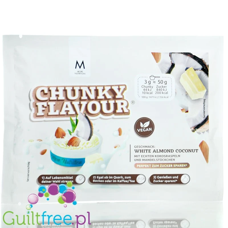 More Nutrition Chunky Flavor White Almond Coconut 30g, aromat w proszku 10kcal, smak Biała Czekolada, Migdał & Kokos