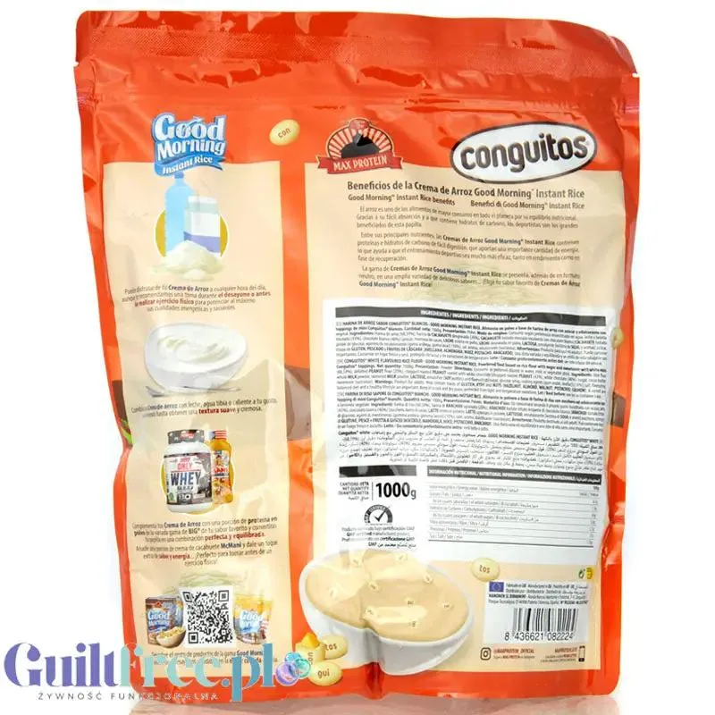 Max Protein Good Morning Instant Rice Crema De Arroz Conguitos 1kg - owsianka instant, smak orzeszków w białej czekoladzie