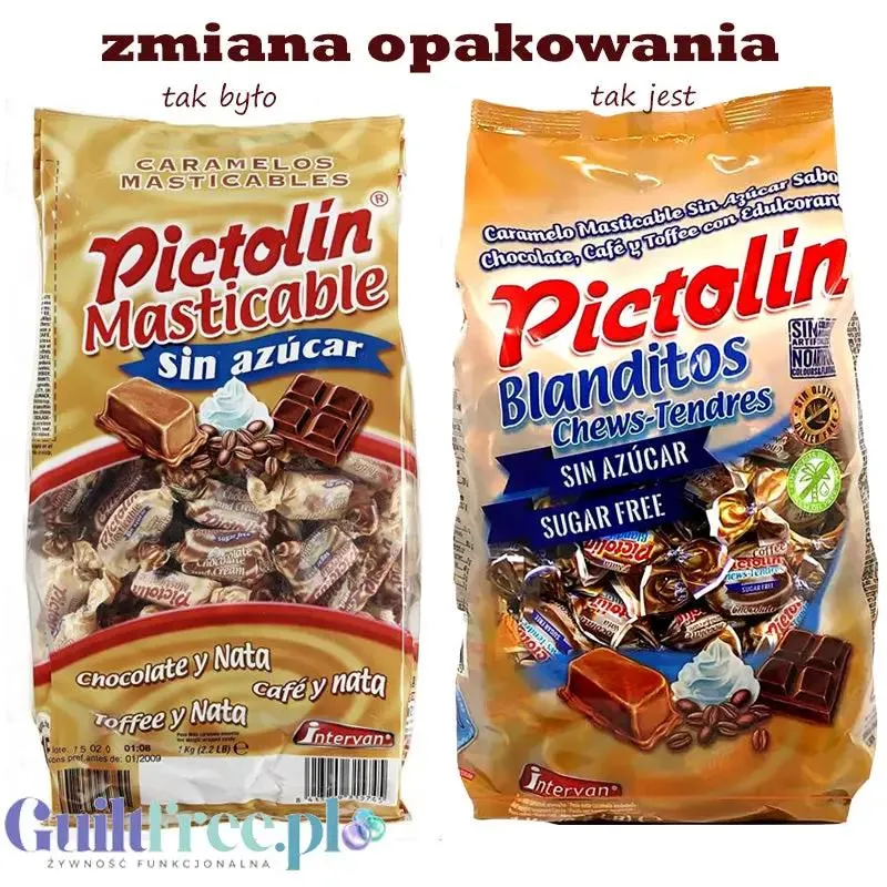 Pictolin Blanditos Chews-Tendres 1kg - miękkie ciągutki krówki toffee bez cukru w 3 smakach
