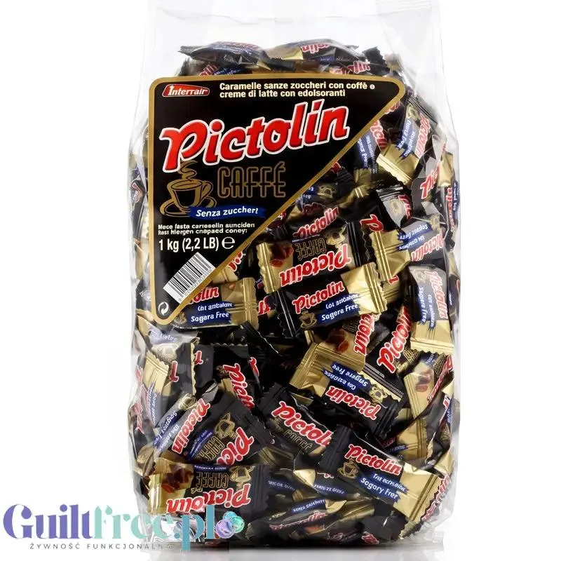 Pictolin crème café sans sucre 1kg - mocno kawowe cukierki bez cukru, duże opakowanie
