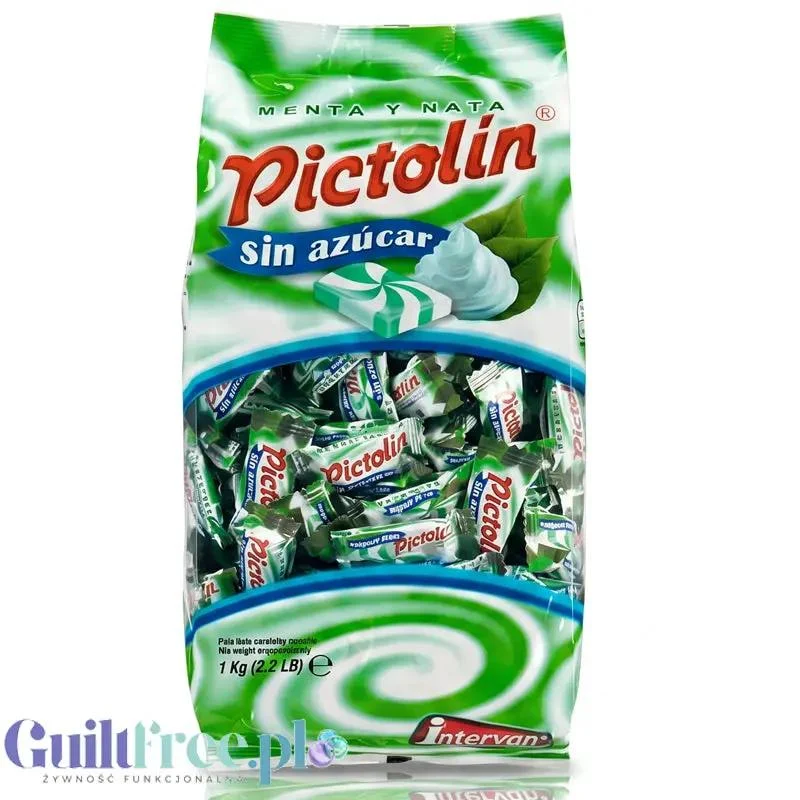 Pictolin Mint & Cream 0,8kg - śmietankowo-miętowe karmelki bez cukru, duże opakowanie