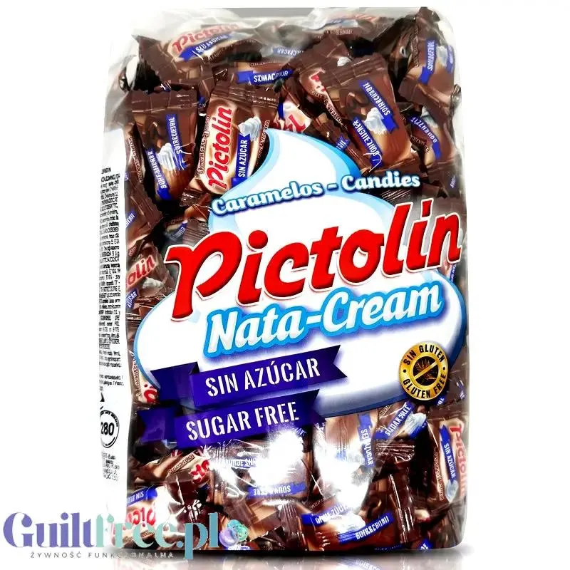 Pictolin Chocolate & Cream 0,8kg - bezglutenowe karmelki czekoladowo-śmietankowe bez cukru, duże opakowanie