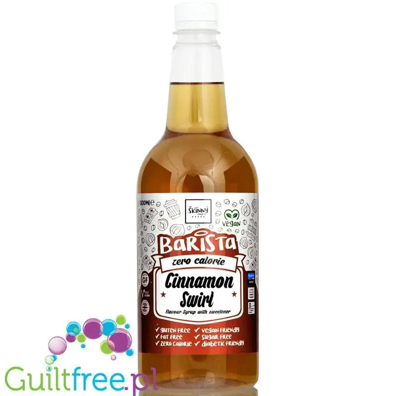 Skinny Food Barista Cinnamon Swirl 1L - syrop zero kalorii do kawy, bez cukru, smak Cynamonki