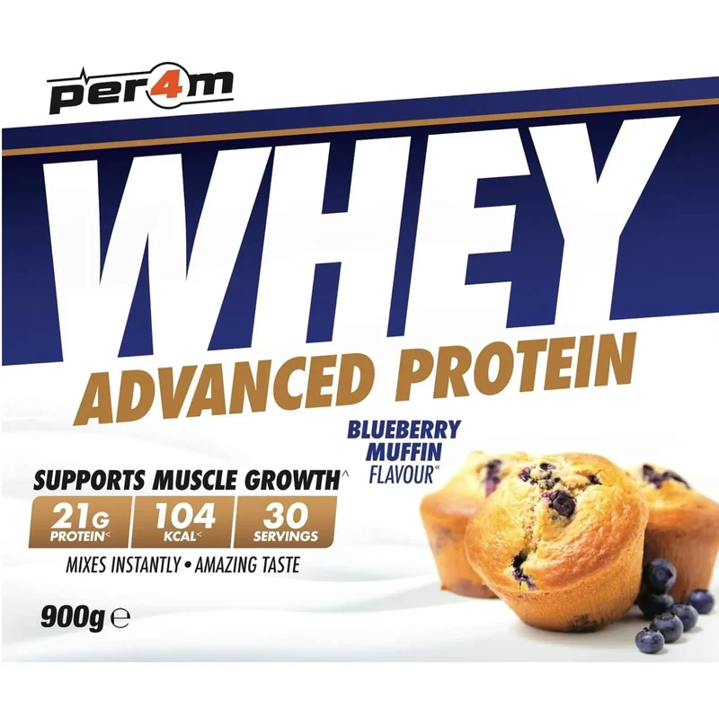 Per4m Whey Advanced Protein Blueberry Muffin 900g - gęsta odżywka białkowa WPC, WPI & MPC