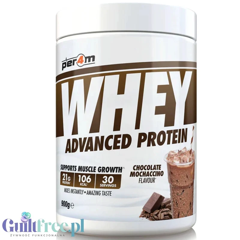 Per4m Whey Advanced Protein Chocolate Mochaccino 900g - gęsta odżywka białkowa WPC, WPI & MPC