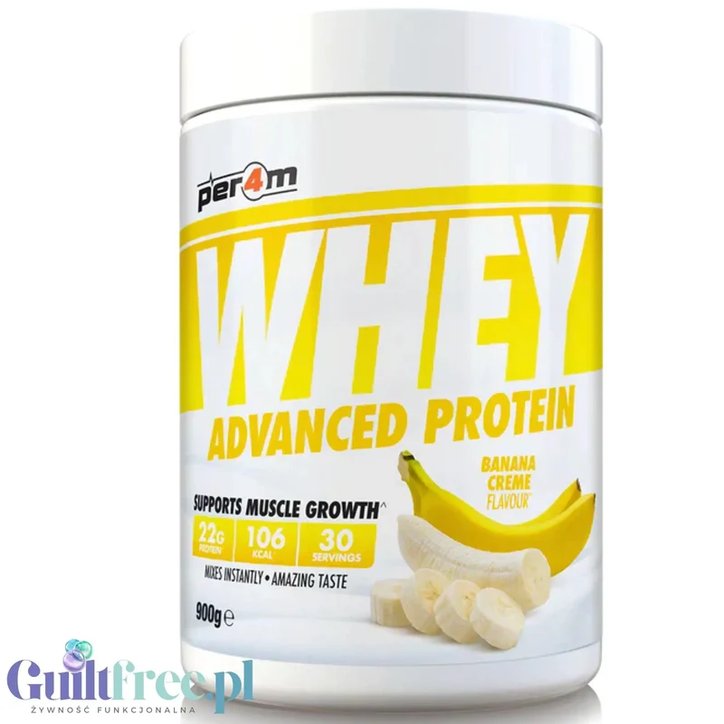 Per4m Whey Advanced Protein Banana Creme 900g - gęsta odżywka białkowa WPC, WPI & MPC