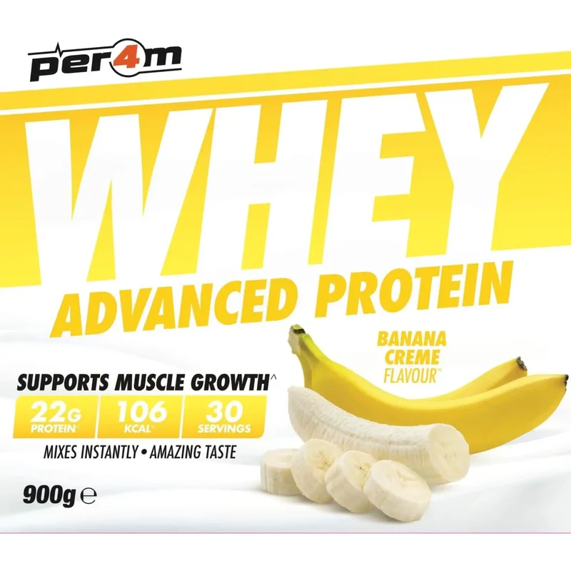 Per4m Whey Advanced Protein Banana Creme 900g - gęsta odżywka białkowa WPC, WPI & MPC