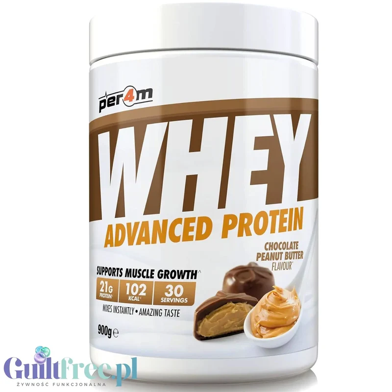 Per4m Whey Advanced Protein Chocolate Peanut Butter 900g - gęsta odżywka białkowa WPC, WPI & MPC