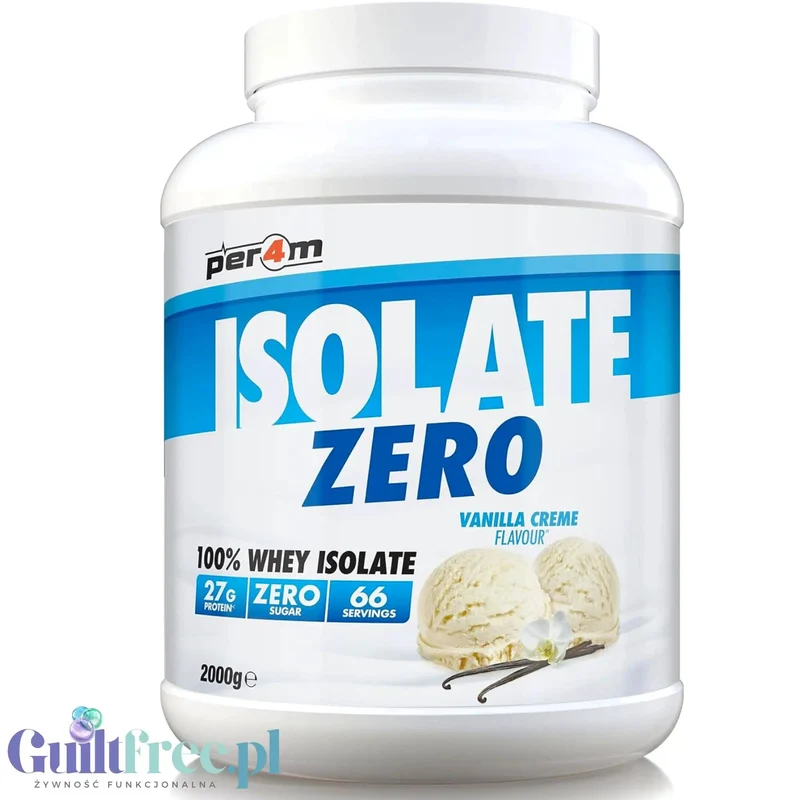 Per4m Isolate Zero Vanilla Crème 2kg - 100% WPI, 26g białka & 109kcal, smak Krem Waniliowy
