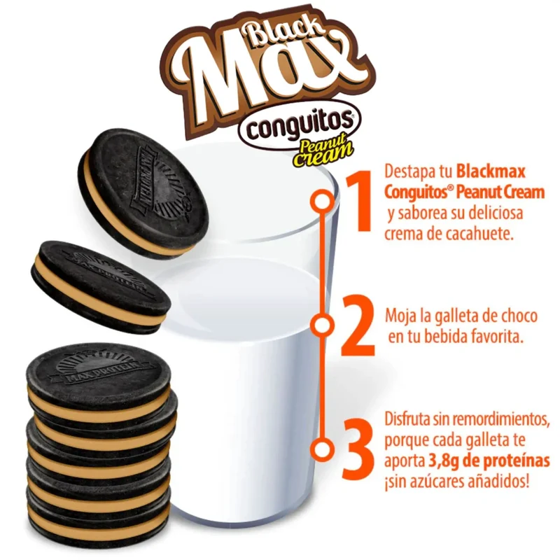 MAX Protein Blackmax Conguitos® Peanut Cream - proteinowe ciastka bez cukru i oleju palmowego z kremem orzechowym