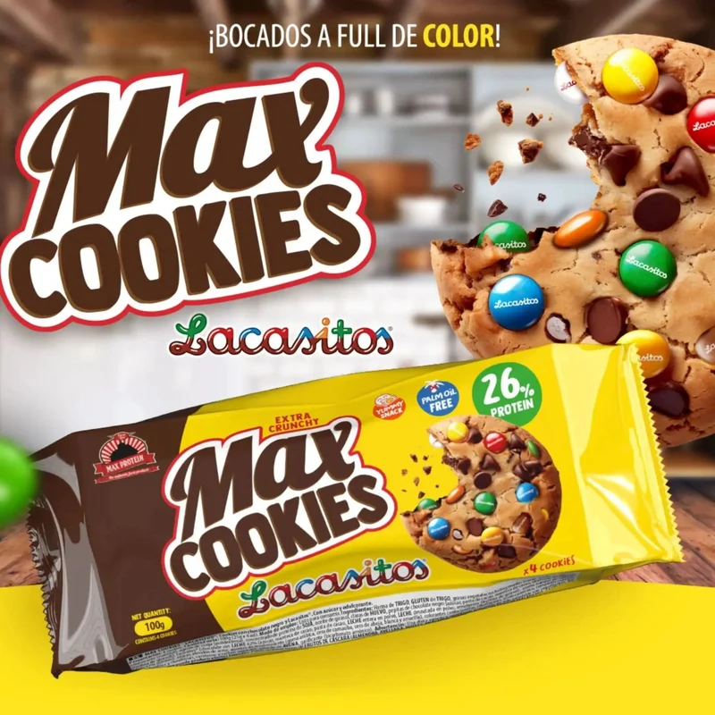 MAX Protein Cookies Lacasitos® - proteinowe ciastka bez oleju palmowego z kolorowymi drażetkami
