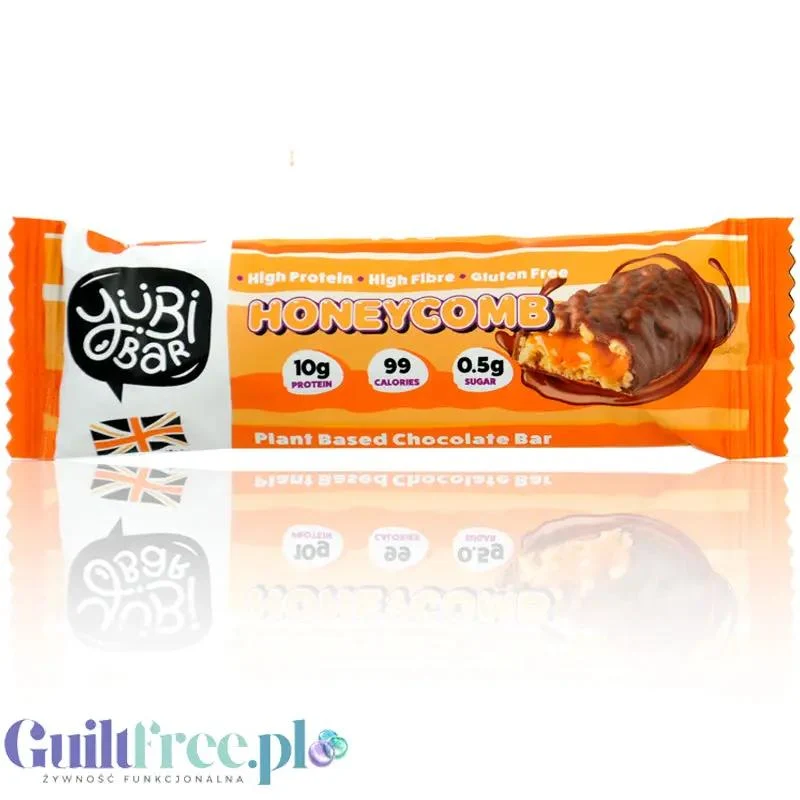 YuBi Bar Protein Bar Honeycomb 99kcal - wegański baton proteinowy bez cukru, smak miodowo-czekoladowy