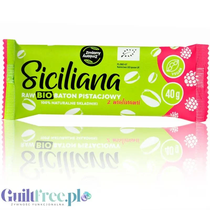 Zmiany Zmiany Siciliana Raw - surowy wegański baton z pistacjami i malinami bez dodatku cukru