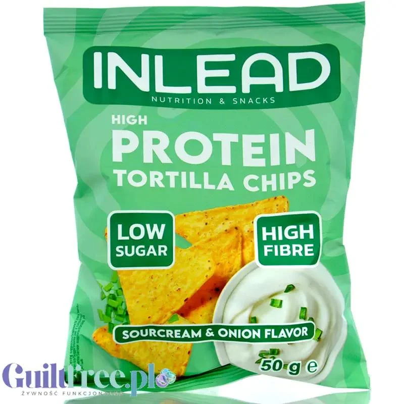 Inlead Protein Tortilla Chips Sour Cream & Onion - proteinowe chipsy błonnikowe, Śmietanka & Cebulka