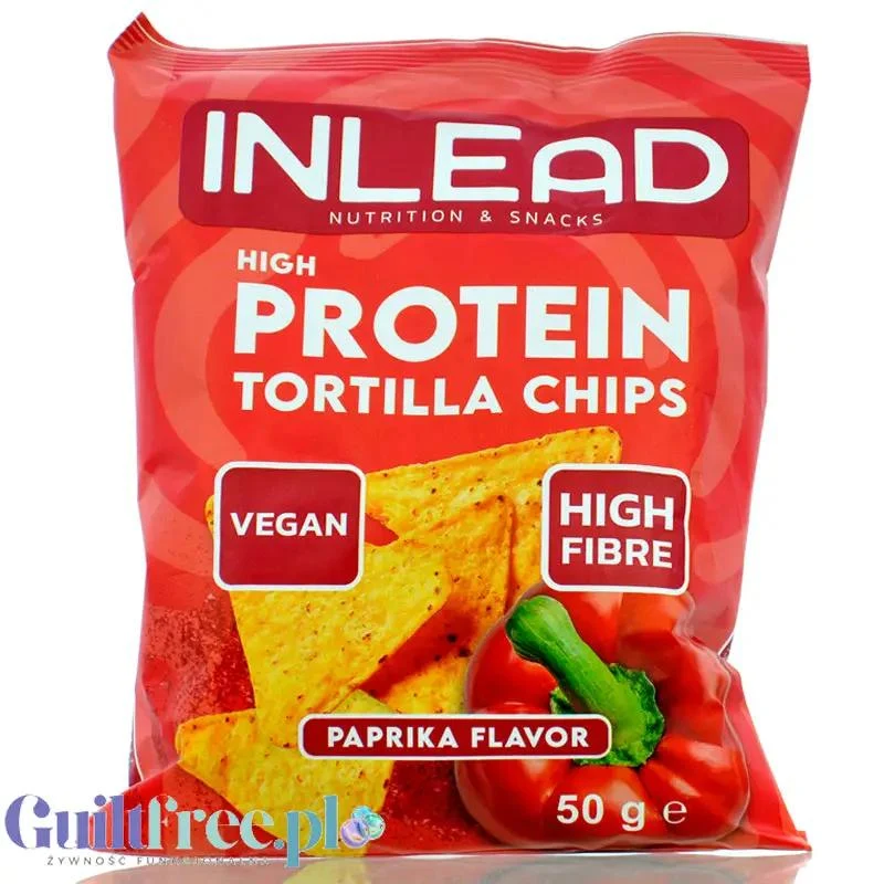 Inlead Protein Tortilla Chips Paprika - wegańskie paprykowe chipsy proteinowe 35% białka