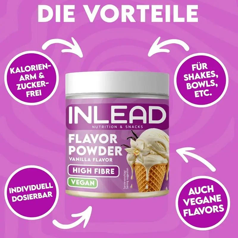 Inlead Flavor Powder Vanilla 90g - błonnikowy aromat słodzący w proszku bez cukru, Wanilia