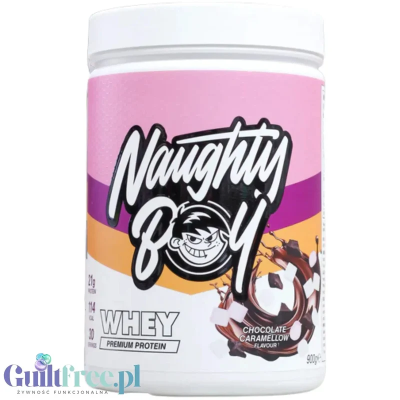 Naughty Boy Whey Protein Chocolate Caramellow 900g - gęsta odżywka białkowa WPI, WPC & MPC
