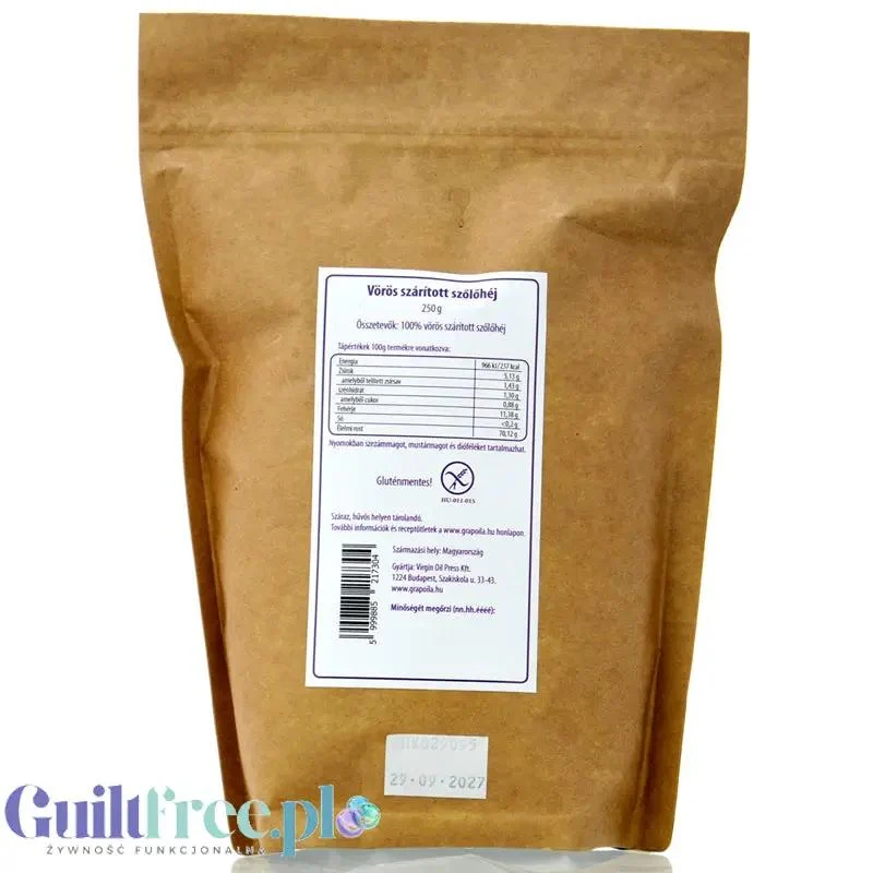 Grapoila Dried Grape Skin - bezglutenowy błonnik winogronowy 70g błonnika