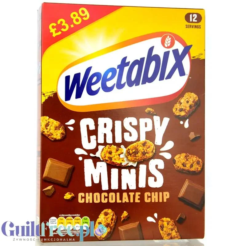 Weetabix Crispy Minis Chocolate Chip - pełnoziarniste płatki śniadaniowe z witaminami i żelazem