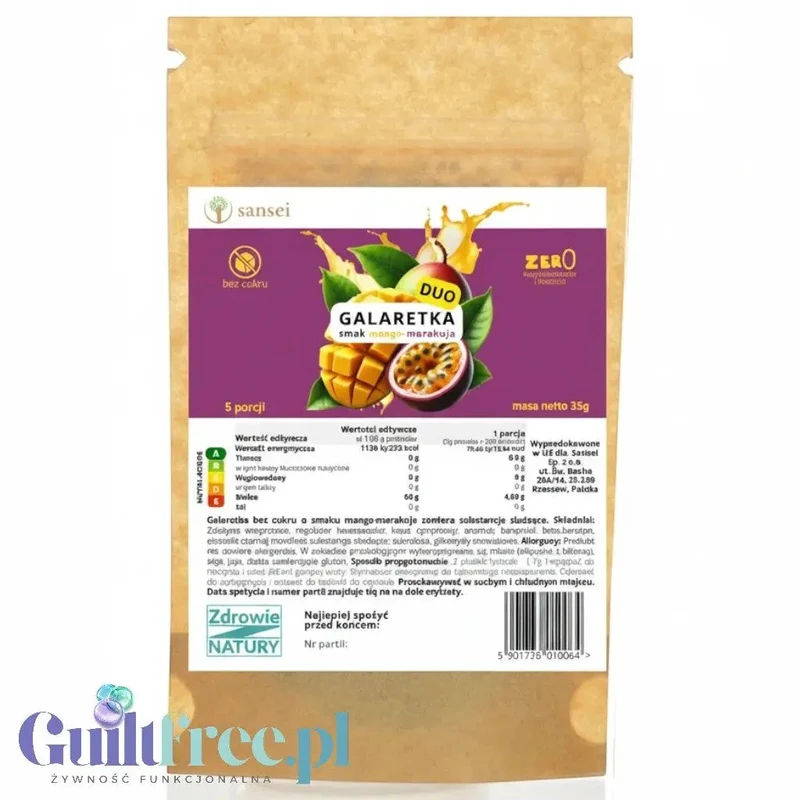 Sansei Galaretka Mango-Marakuja 19kcal - galaretka bez cukru o smaku mango z maracują