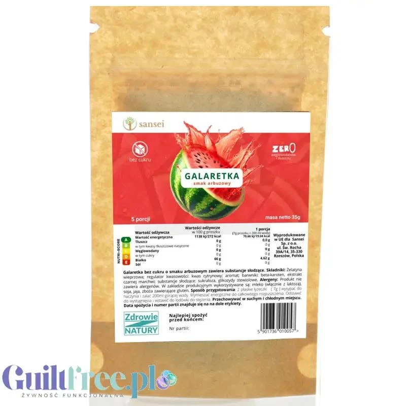 Sansei Galaretka Arbuzowa 19kcal - galaretka bez cukru o smaku arbuzowym