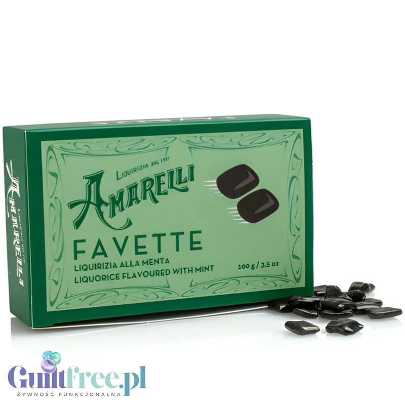 Amarelli Liquirizia Favette alla Menta 100g - kalabryjska lukrecja 100% z naturalnym ekstraktem mięty