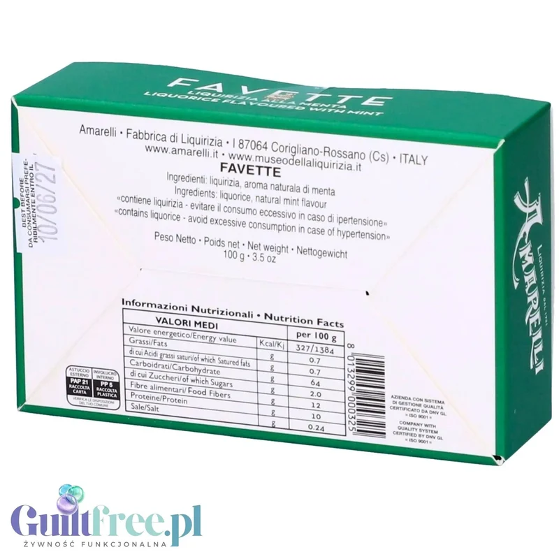 Amarelli Liquirizia Favette alla Menta 100g - kalabryjska lukrecja 100% z naturalnym ekstraktem mięty