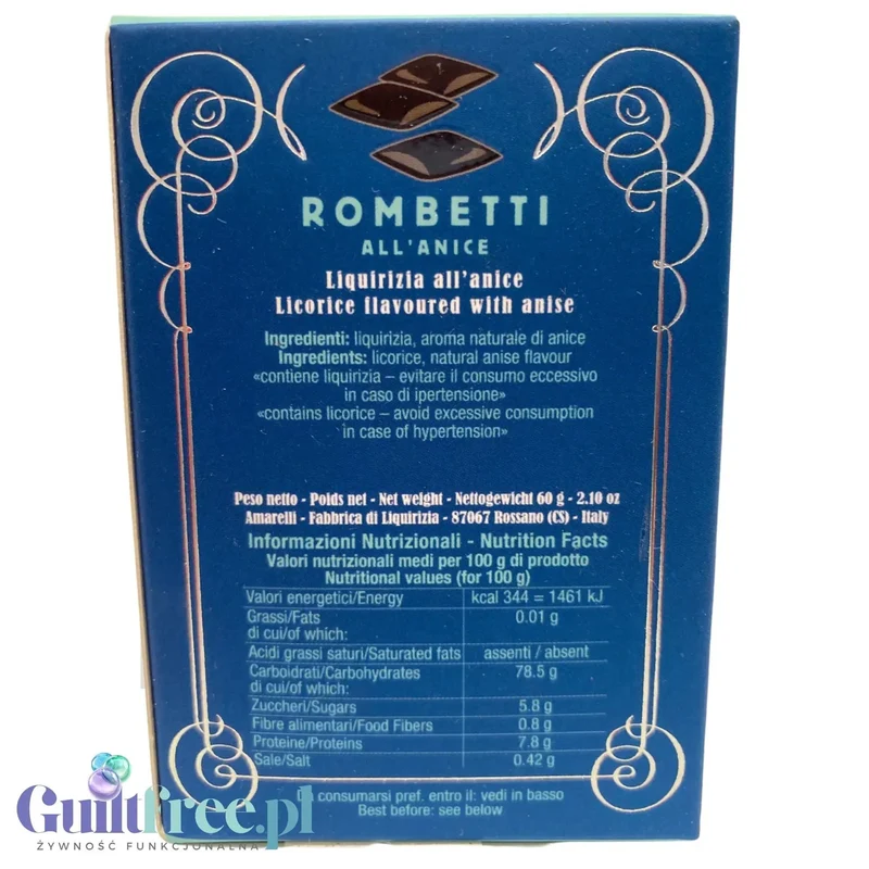 Amarelli Liquirizia Rombetti All'Anice 60g - kalabryjska lukrecja anyżkowa 100% bez cukru i słodzików