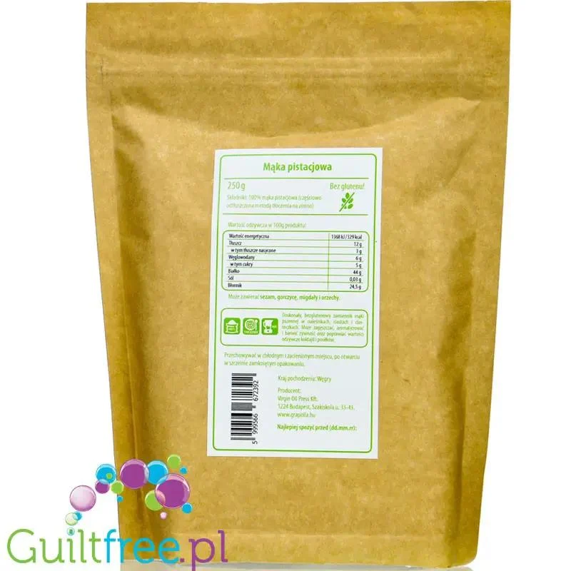 Grapoila Pistachio Flour - odtłuszczona mąka pistacjowa, 33% białka & 35% błonnika