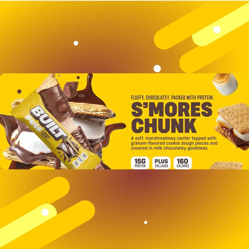 Built Bar Protein Puff S'Mores Chunk - proteinowy baton piankowy w czekoladzie 15g białka 160kcal
