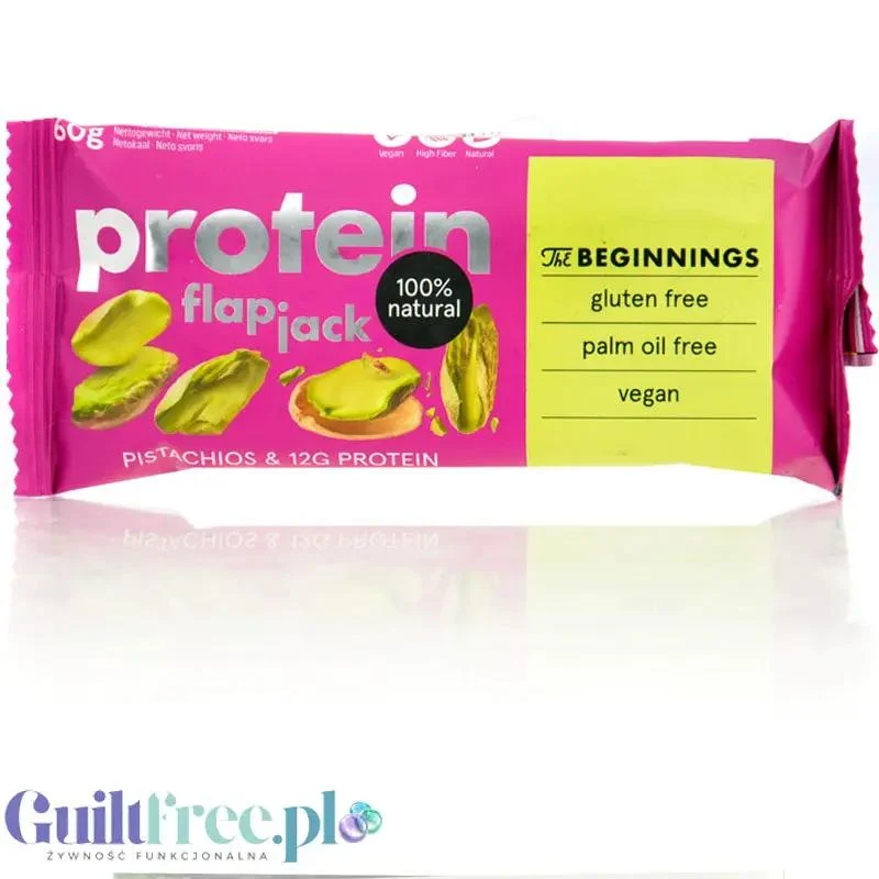 The Beginnings Protein Pistachios Flap Jack - naturalny wegański baton proteinowy bez słodzików i oleju palmowego